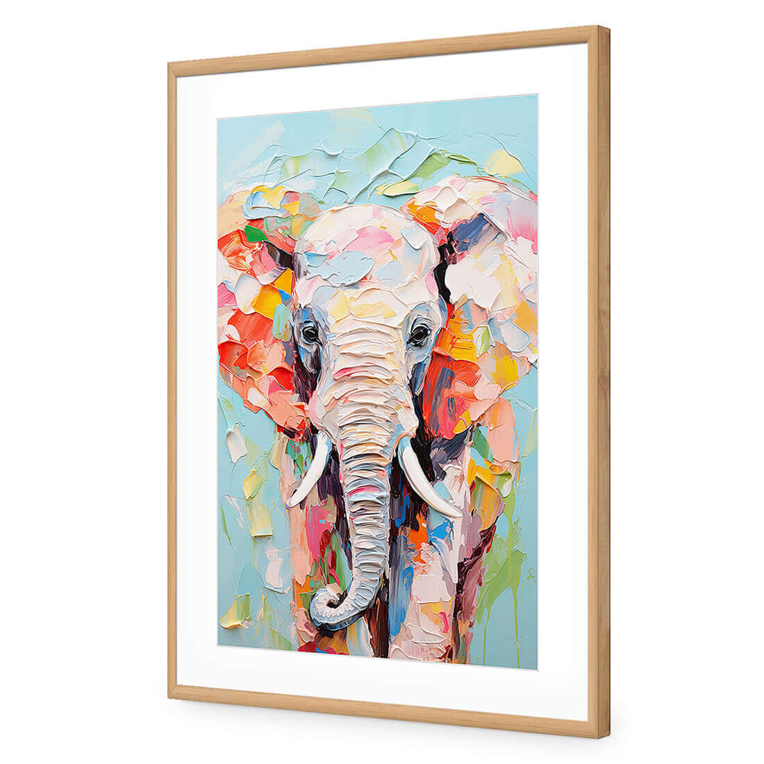 Pastel Painted Elephant - Wall Art Designs - WH_1262_AR_V WAD_AP - 030 - MAT_45x30_S - 2538 - OAK