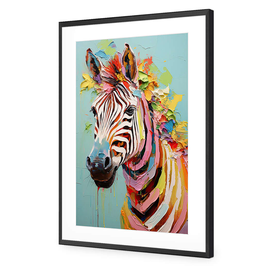 Pastel Painted Zebra - Wall Art Designs - WH_1265_AR_V WAD_AP - 030 - MAT_45x30_S - 2538 - BLK