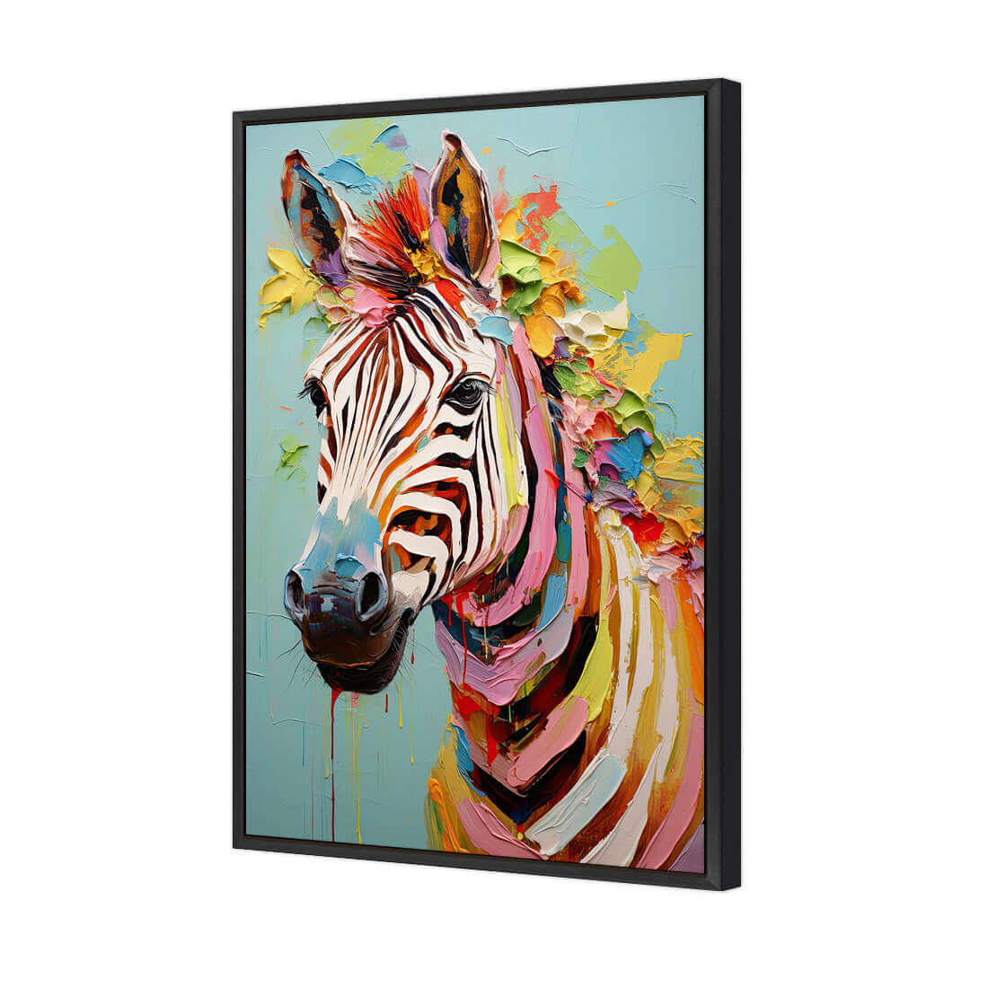 Pastel Painted Zebra - Wall Art Designs - WH_1265_AR_V WAD_CP - MPY - 260 - M - S - S_45x30_S - 1550 - BLK