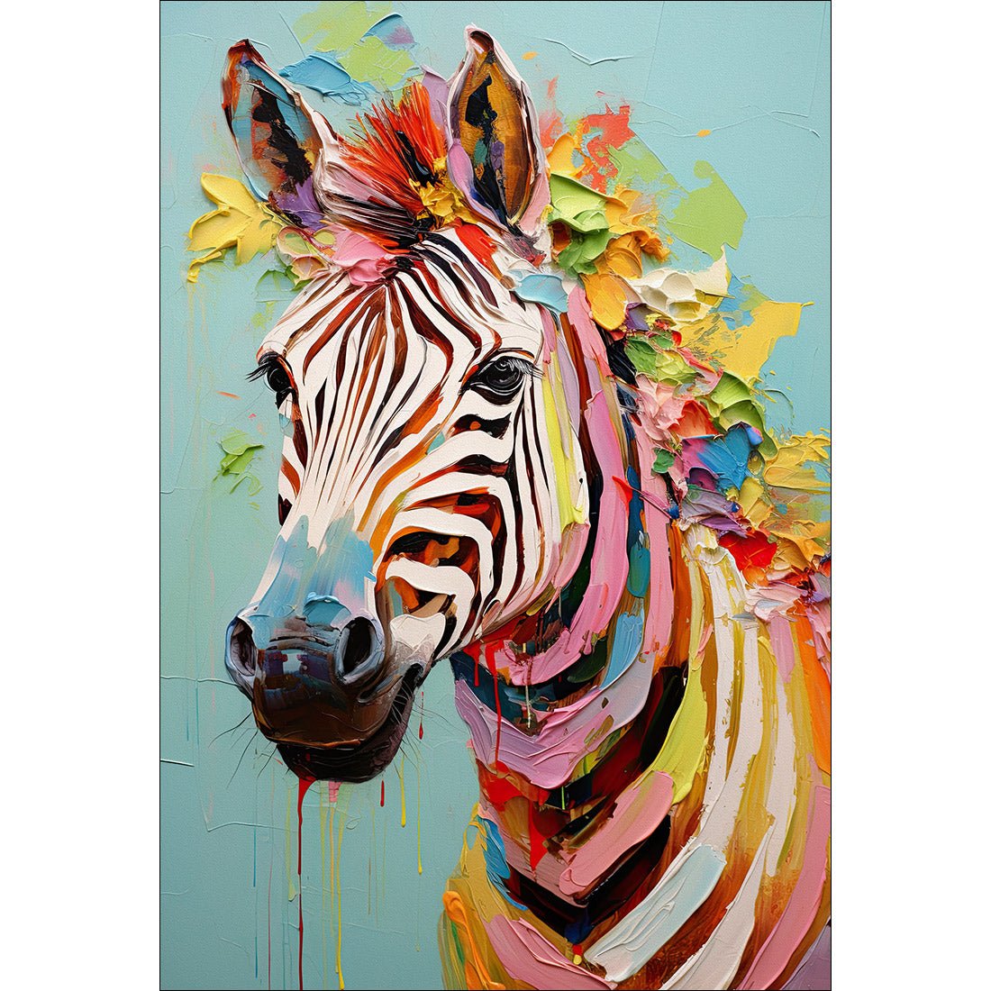 Pastel Painted Zebra - Wall Art Designs - WH_1265_AR_V WAD_CP - MPY - 260 - M - S - S_45x30_NONE