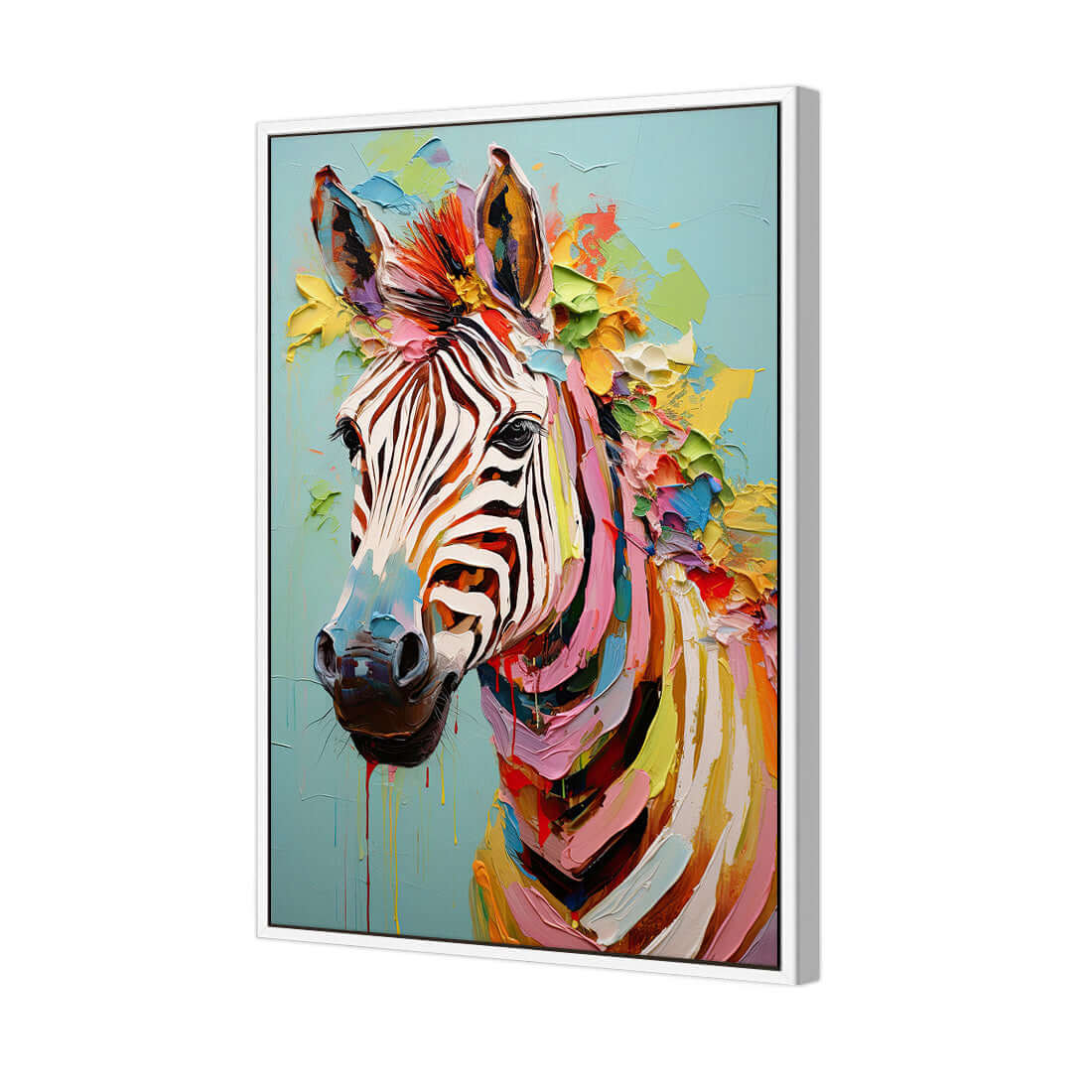 Pastel Painted Zebra - Wall Art Designs - WH_1265_AR_V WAD_CP - MPY - 260 - M - S - S_45x30_S - 1550 - WHT