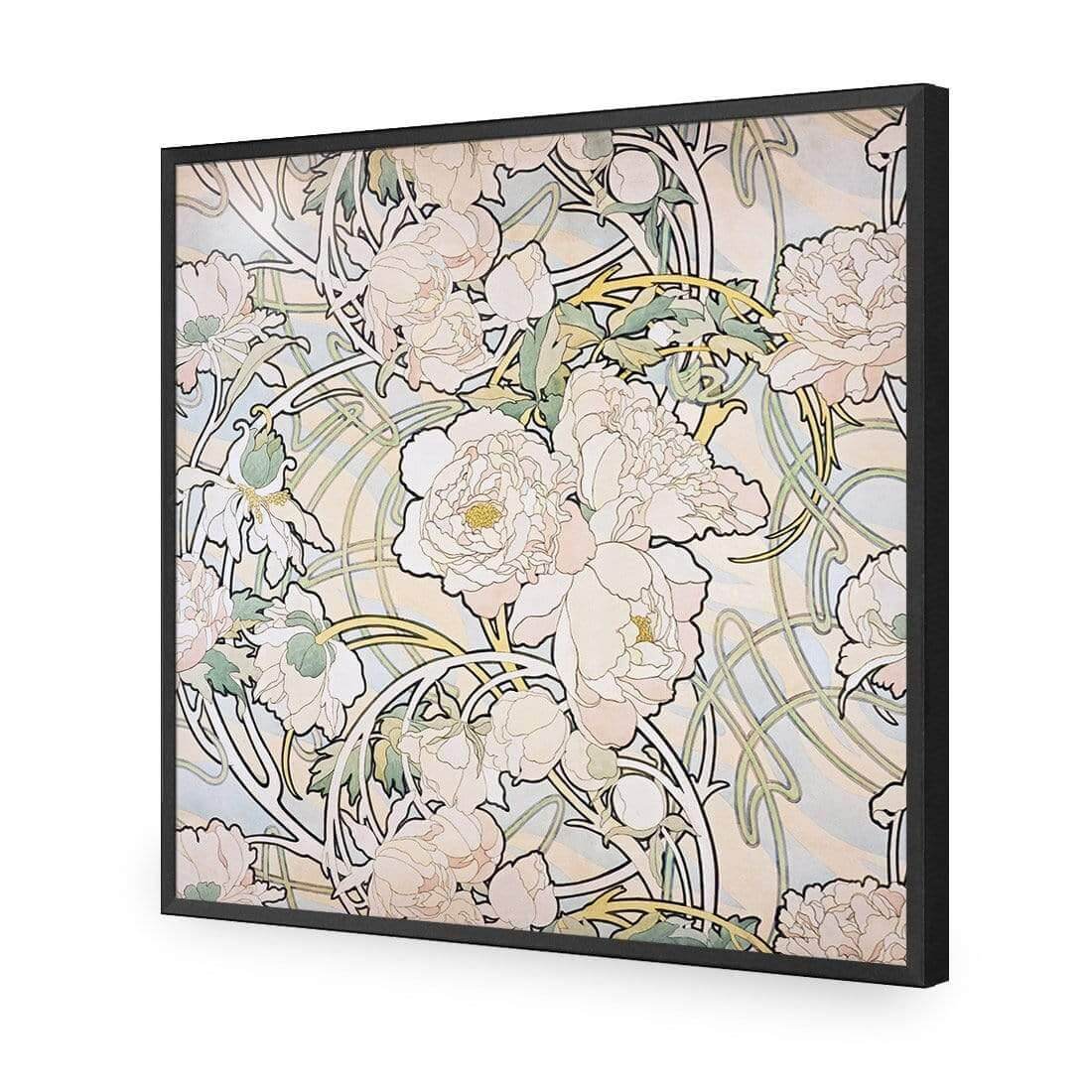 Peonies by Alphonse Mucha - Wall Art Designs - 4098_AS_Q WAD_AP - 030 - EDG_37x37_S - 2538 - BLK