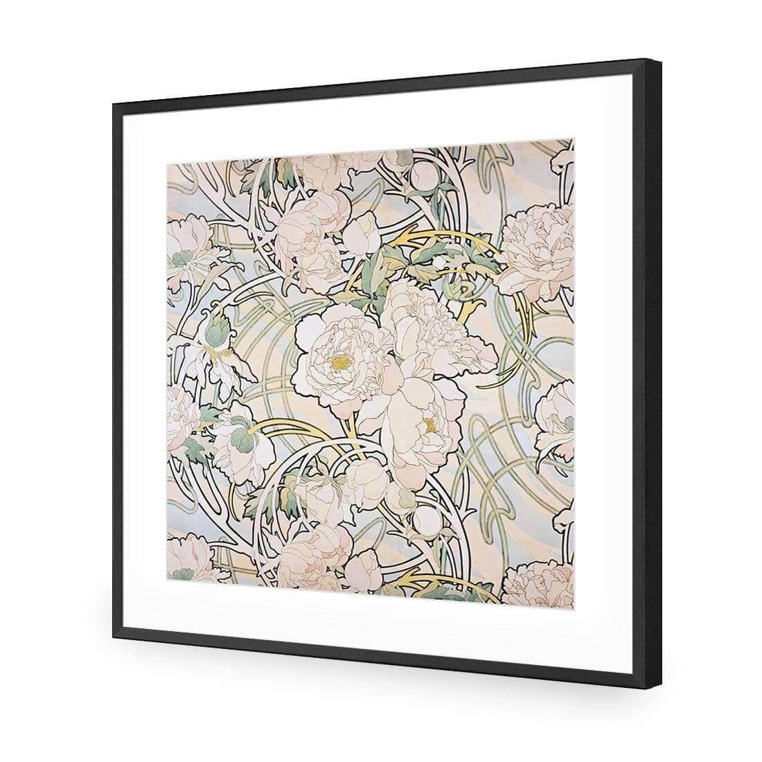 Peonies by Alphonse Mucha - Wall Art Designs - 4098_AS_Q WAD_AP - 030 - MAT_37x37_S - 2538 - BLK