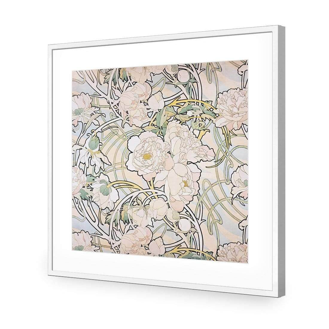 Peonies by Alphonse Mucha - Wall Art Designs - 4098_AS_Q WAD_AP - 030 - MAT_37x37_S - 2538 - WHT