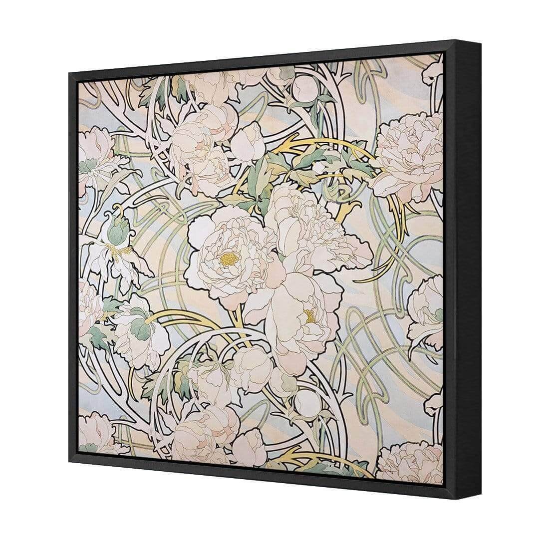 Peonies by Alphonse Mucha - Wall Art Designs - 4098_AS_Q WAD_CP - MPY - 260 - M - S - S_37x37_S - 1550 - BLK