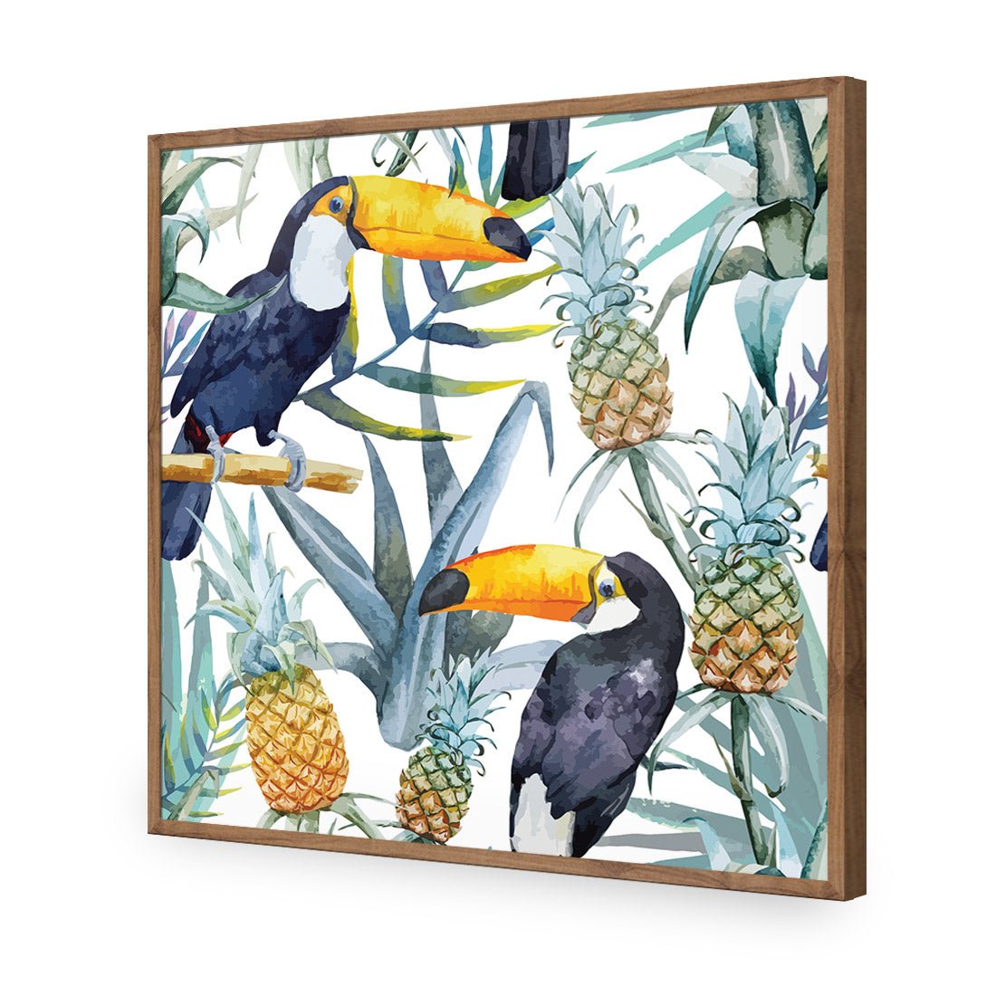 Pineapple Toucans (square) - Wall Art Designs - 2416_AS_Q WAD_AP - 030 - EDG_37x37_S - 2538 - NAT