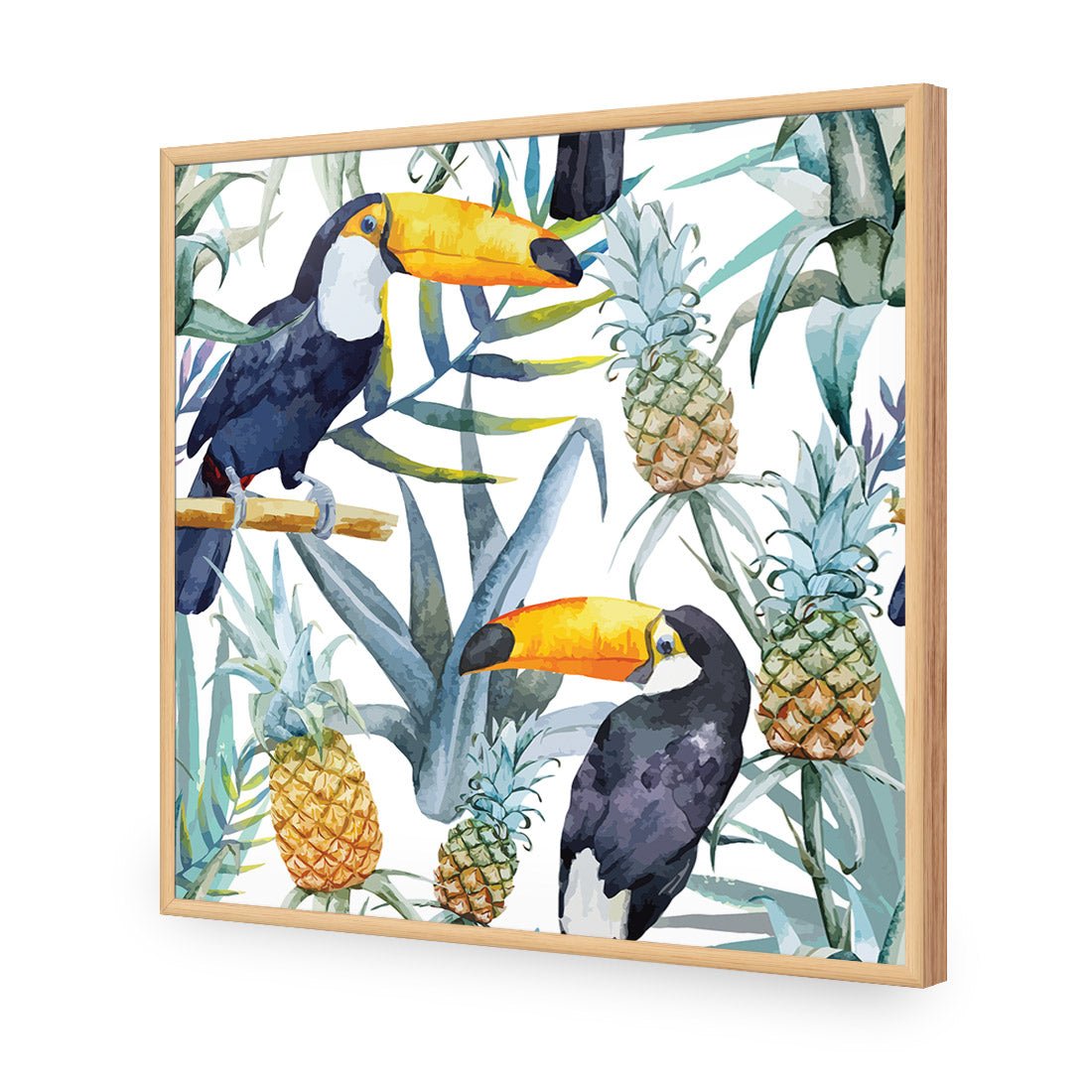 Pineapple Toucans (square) - Wall Art Designs - 2416_AS_Q WAD_AP - 030 - EDG_37x37_S - 2538 - OAK