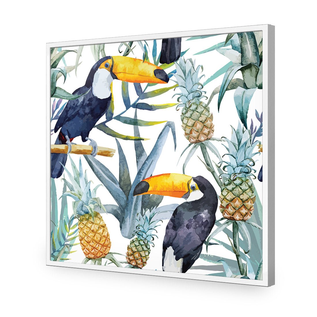 Pineapple Toucans (square) - Wall Art Designs - 2416_AS_Q WAD_AP - 030 - EDG_37x37_S - 2538 - WHT