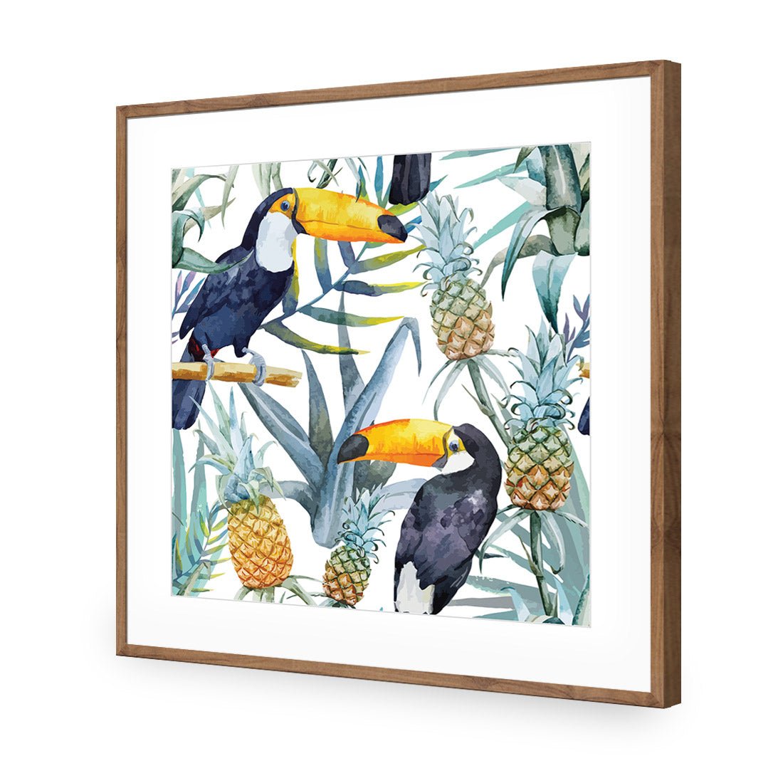 Pineapple Toucans (square) - Wall Art Designs - 2416_AS_Q WAD_AP - 030 - MAT_37x37_S - 2538 - NAT