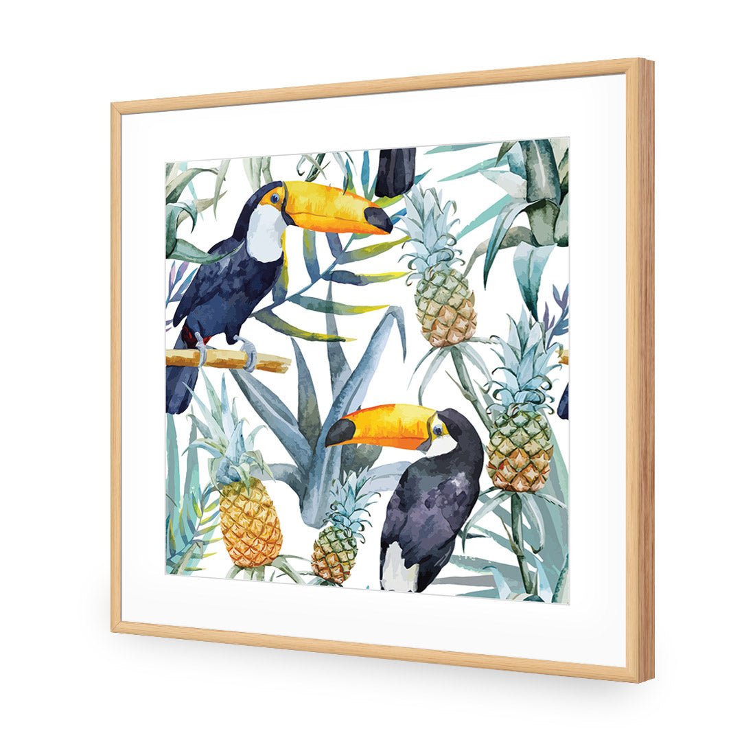 Pineapple Toucans (square) - Wall Art Designs - 2416_AS_Q WAD_AP - 030 - MAT_37x37_S - 2538 - OAK