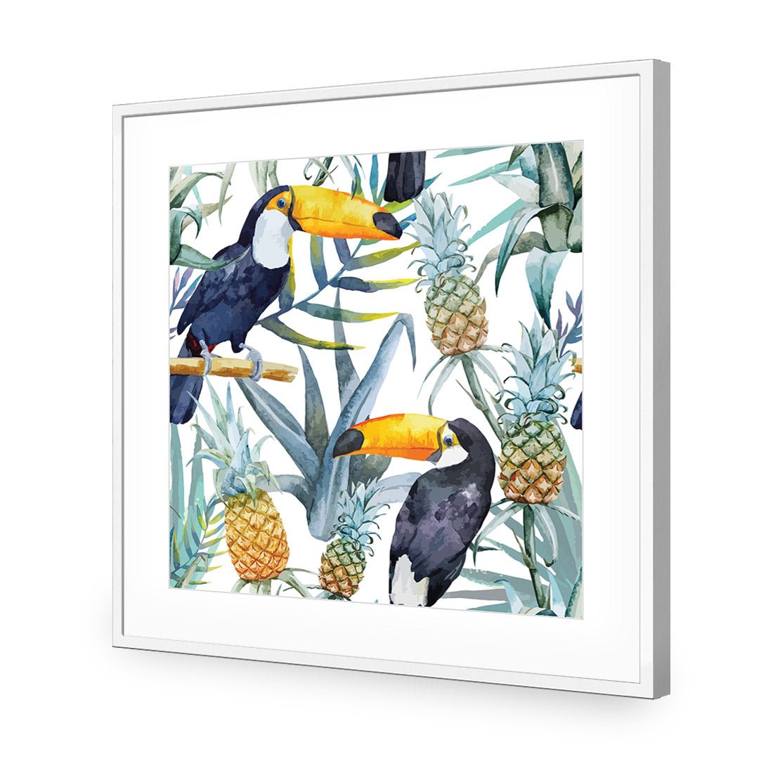 Pineapple Toucans (square) - Wall Art Designs - 2416_AS_Q WAD_AP - 030 - MAT_37x37_S - 2538 - WHT