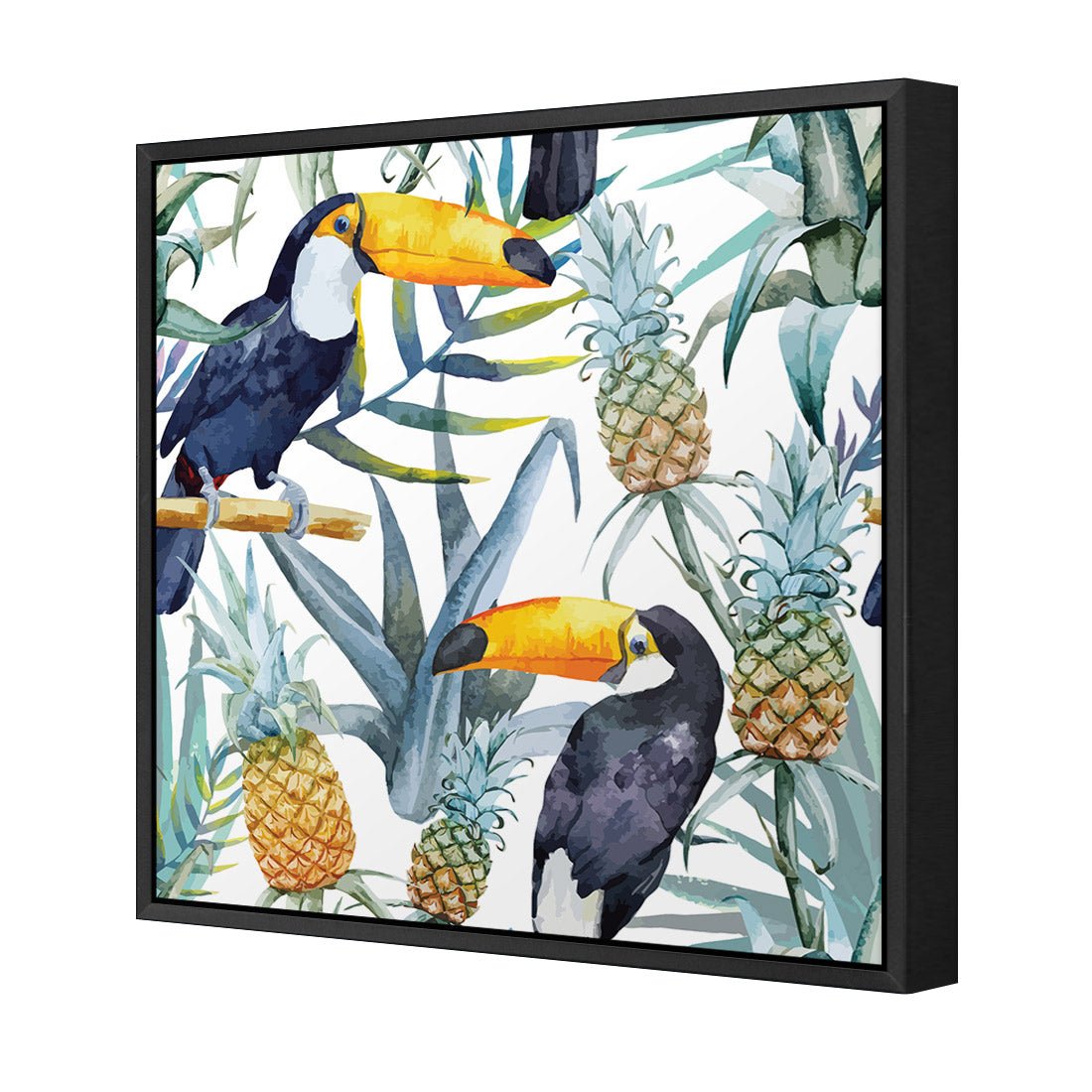 Pineapple Toucans (square) - Wall Art Designs - 2416_AS_Q WAD_CP - MPY - 260 - M - S - S_37x37_S - 1550 - BLK