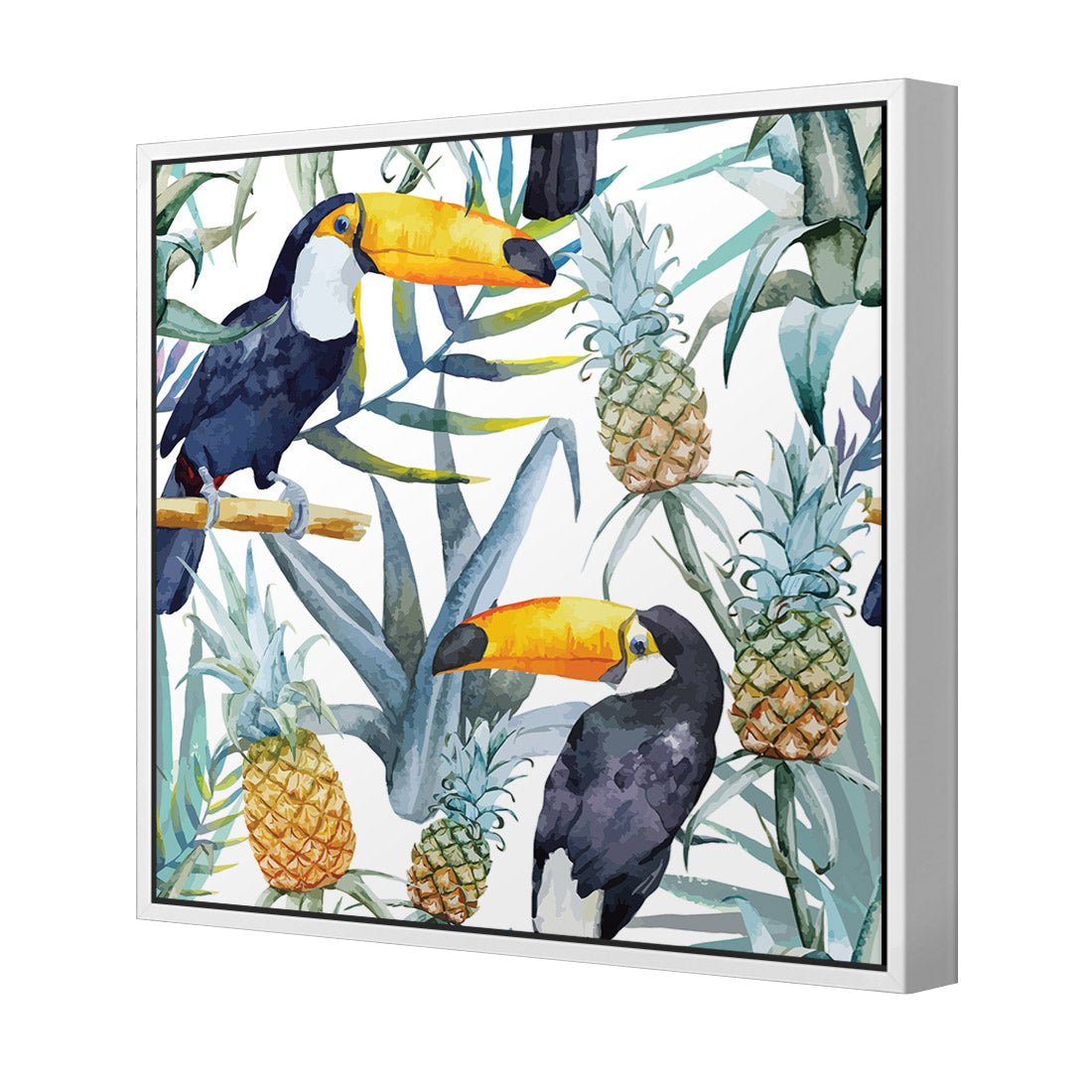 Pineapple Toucans (square) - Wall Art Designs - 2416_AS_Q WAD_CP - MPY - 260 - M - S - S_37x37_S - 1550 - WHT