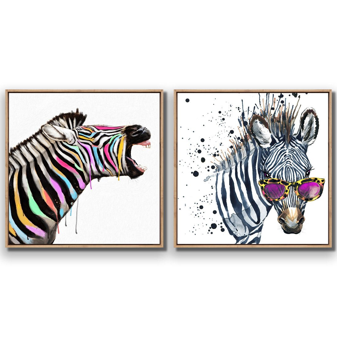 Pop Zebra Perfect Pair - Wall Art Designs - SET2_5032_AS_Q WAD_CP - MPY - 260 - M - S - S_37x37_S - 1550 - OAK