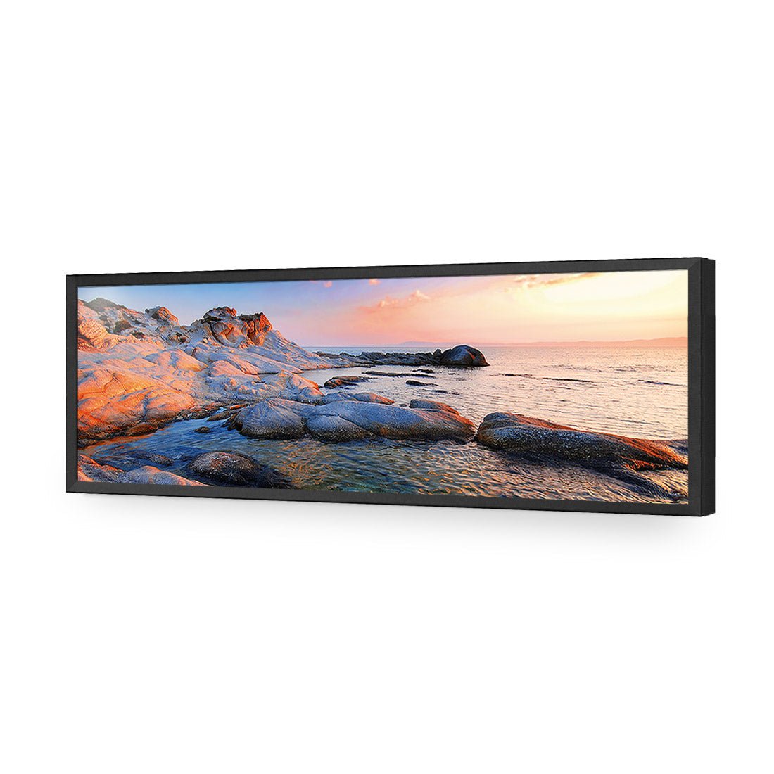 Rocky Beach at Sunset (Long) - Wall Art Designs - 1166_AL_H WAD_AP - 030 - EDG_90x30_S - 2538 - BLK