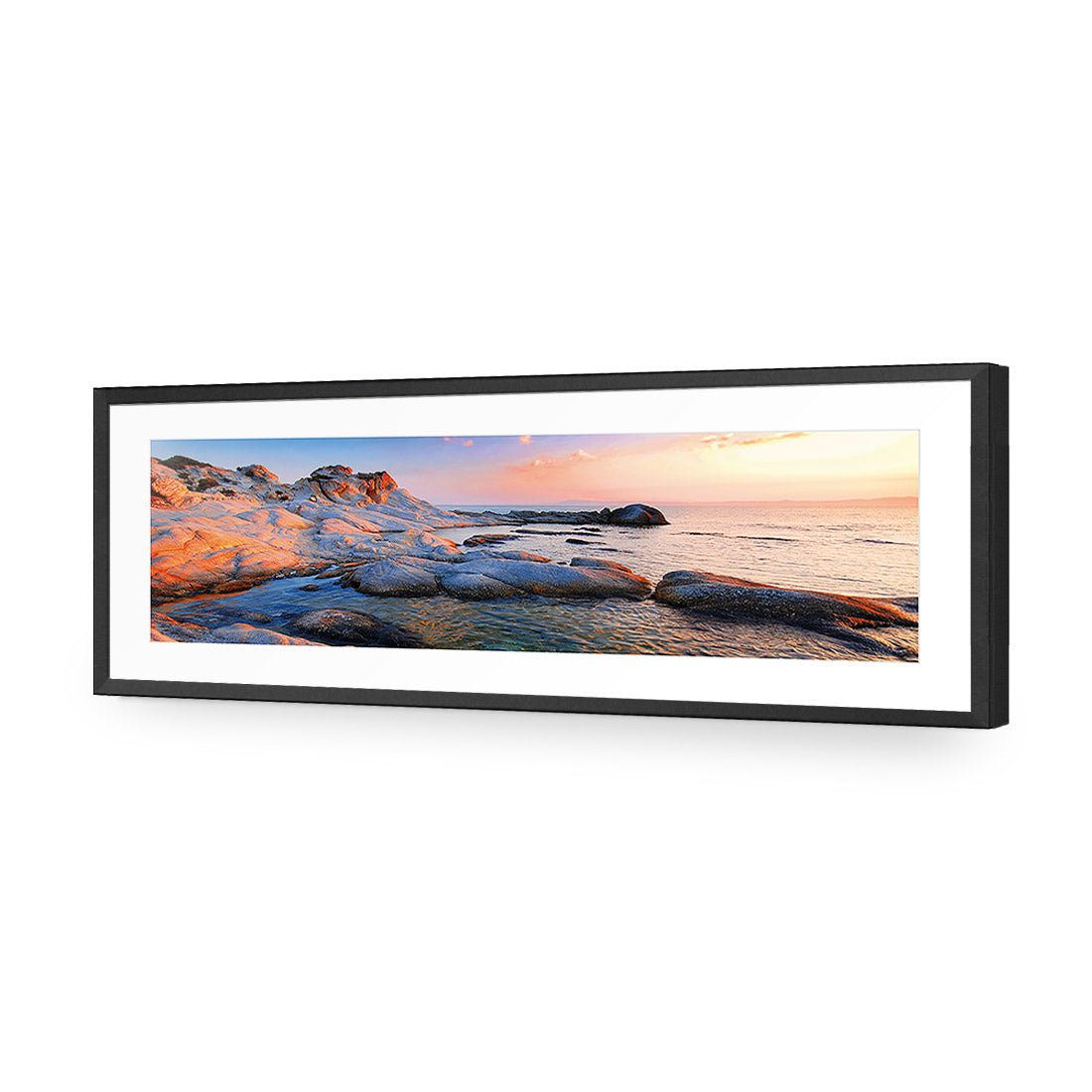 Rocky Beach at Sunset (Long) - Wall Art Designs - 1166_AL_H WAD_AP - 030 - MAT_90x30_S - 2538 - BLK