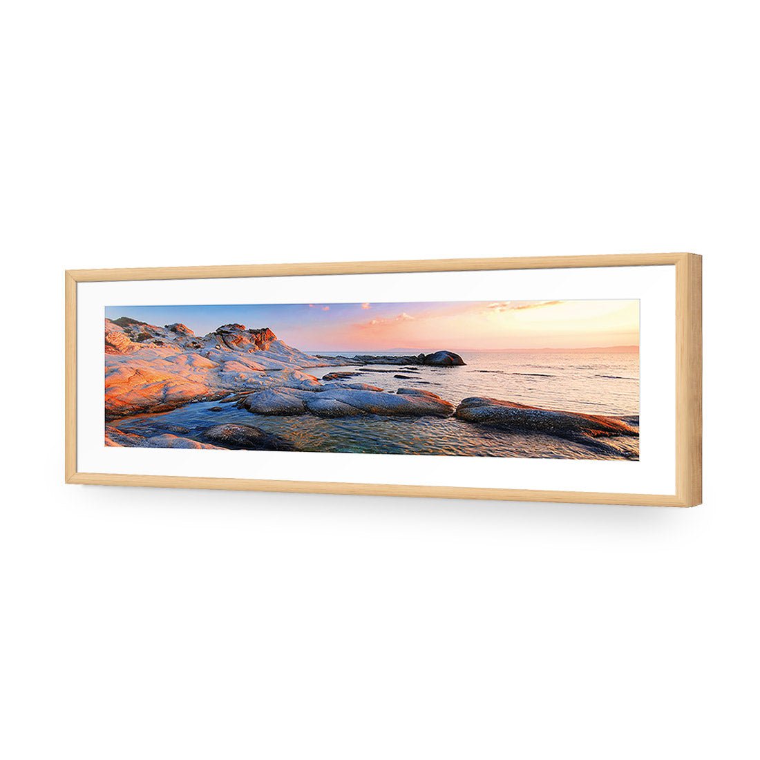 Rocky Beach at Sunset (Long) - Wall Art Designs - 1166_AL_H WAD_AP - 030 - MAT_90x30_S - 2538 - OAK