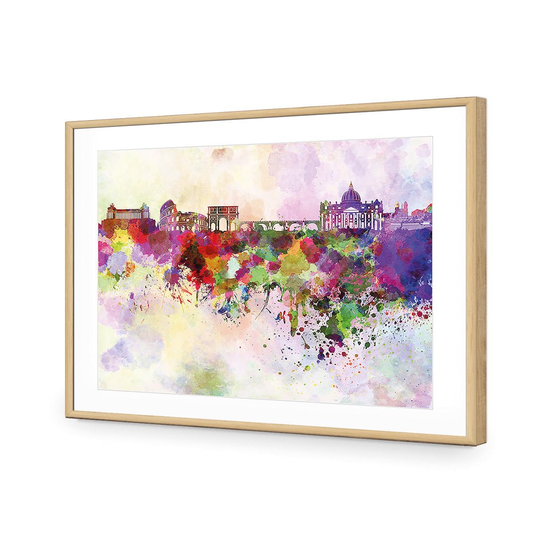 Rome Skyline Watercolour - Wall Art Designs - 2030_AR_H WAD_AP - 030 - MAT_45x30_S - 2538 - OAK