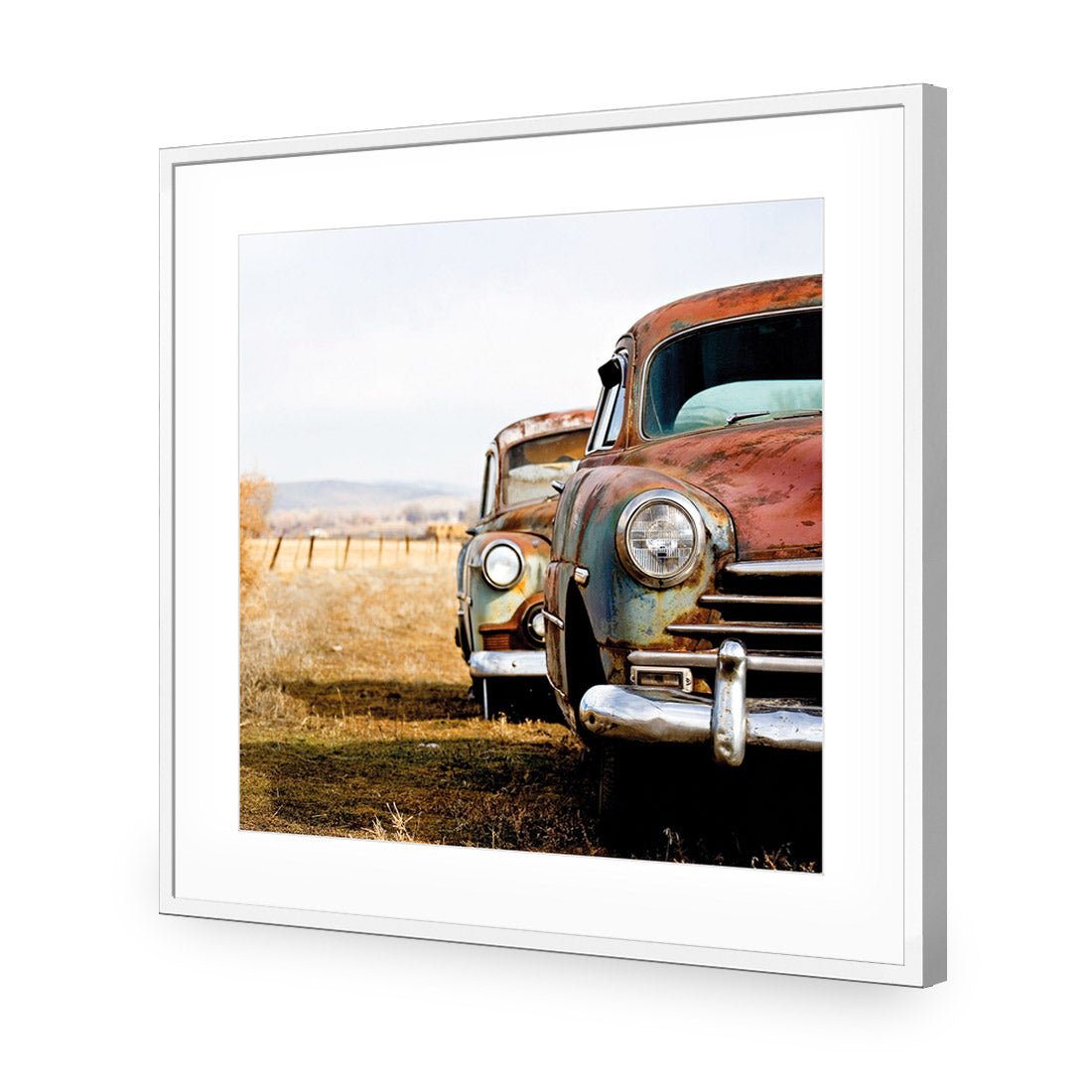 Rusty Cars (square) - Wall Art Designs - 1205_AS_Q WAD_AP - 030 - MAT_37x37_S - 2538 - WHT