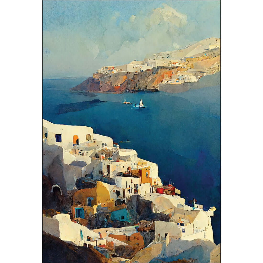 Santorini Coastline | Classic Canvas | No Frame | Stretched Canvas