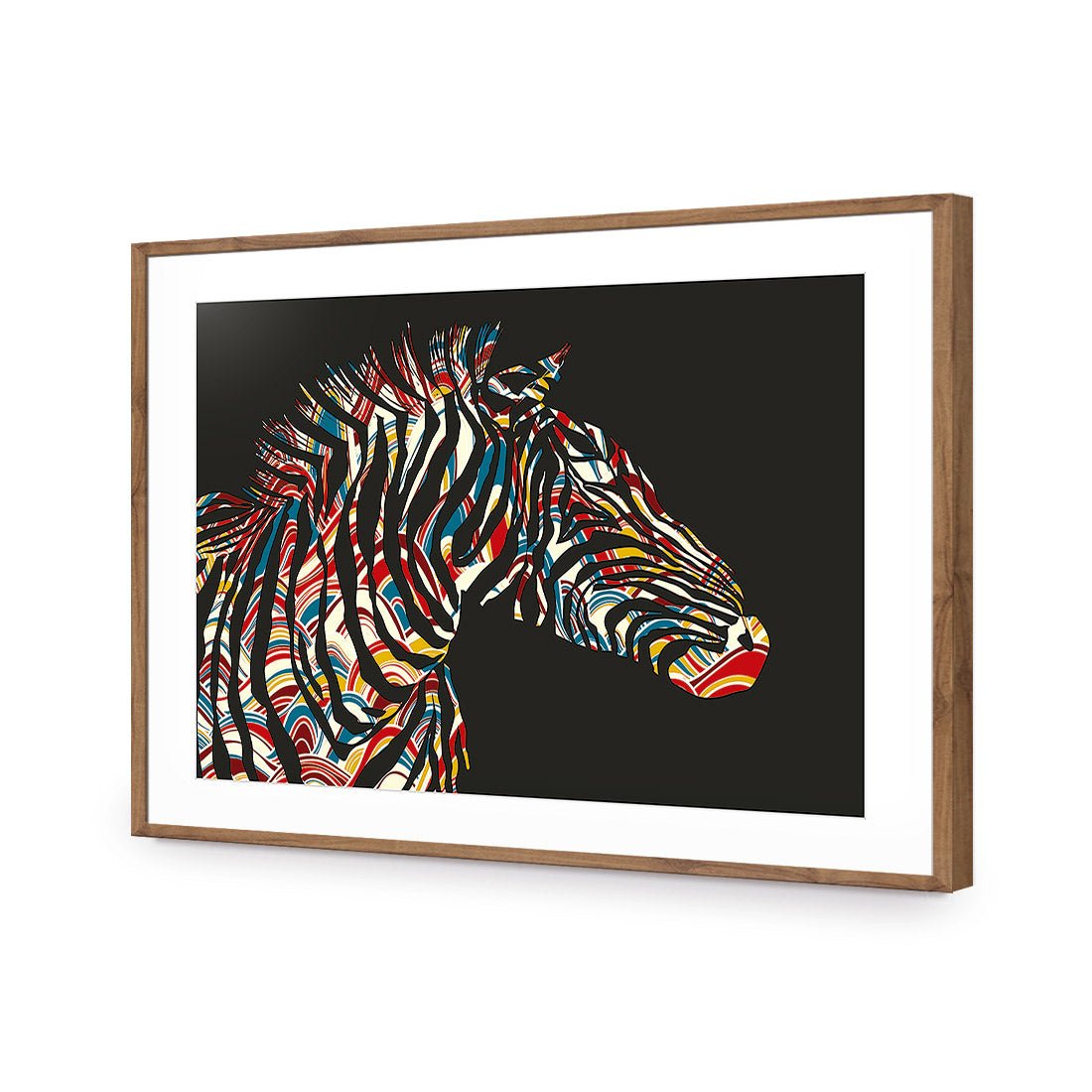 Silhouette Zebra | Classic Acrylic | Flat Frame With Border | Natural