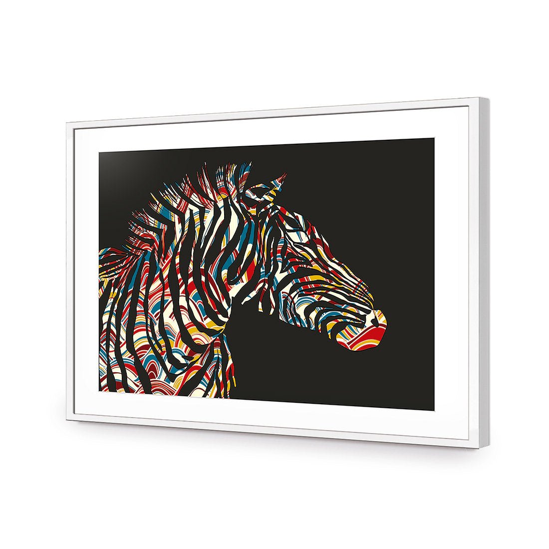 Silhouette Zebra | Classic Acrylic | Flat Frame With Border | White