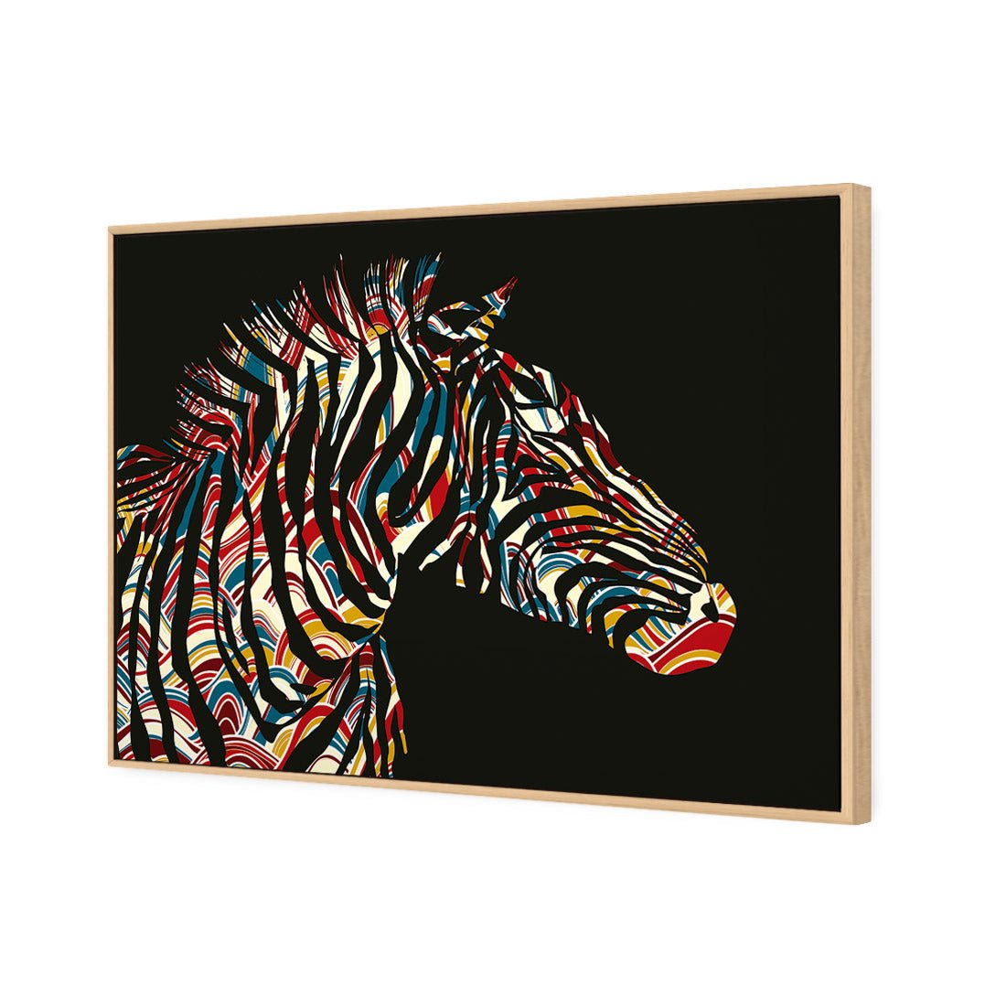 Silhouette Zebra | Classic Canvas | Floating Frame | Oak