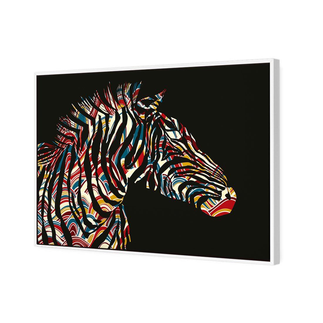 Silhouette Zebra | Classic Canvas | Floating Frame | White