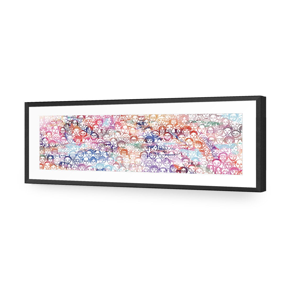 Sketch Faces, Rainbow (long) - Wall Art Designs - 152_CL_H WAD_AP - 030 - MAT_90x30_S - 2538 - BLK