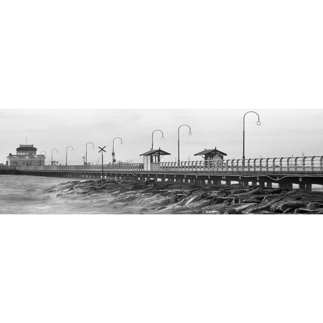 St Kilda Pier Sunset, Black and White (Long) - Wall Art Designs - 1238_BL_H WAD_CP - MPY - 260 - M - S - S_60x20_NONE