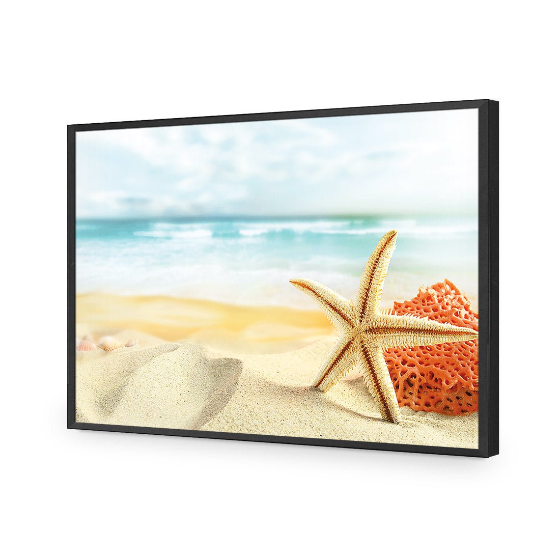 Starfish and Coral on Beach - Wall Art Designs - 1233_AR_H WAD_AP - 030 - EDG_45x30_S - 2538 - BLK