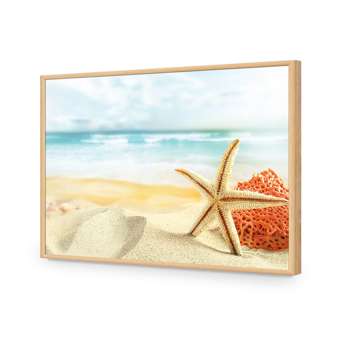 Starfish and Coral on Beach - Wall Art Designs - 1233_AR_H WAD_AP - 030 - EDG_45x30_S - 2538 - OAK