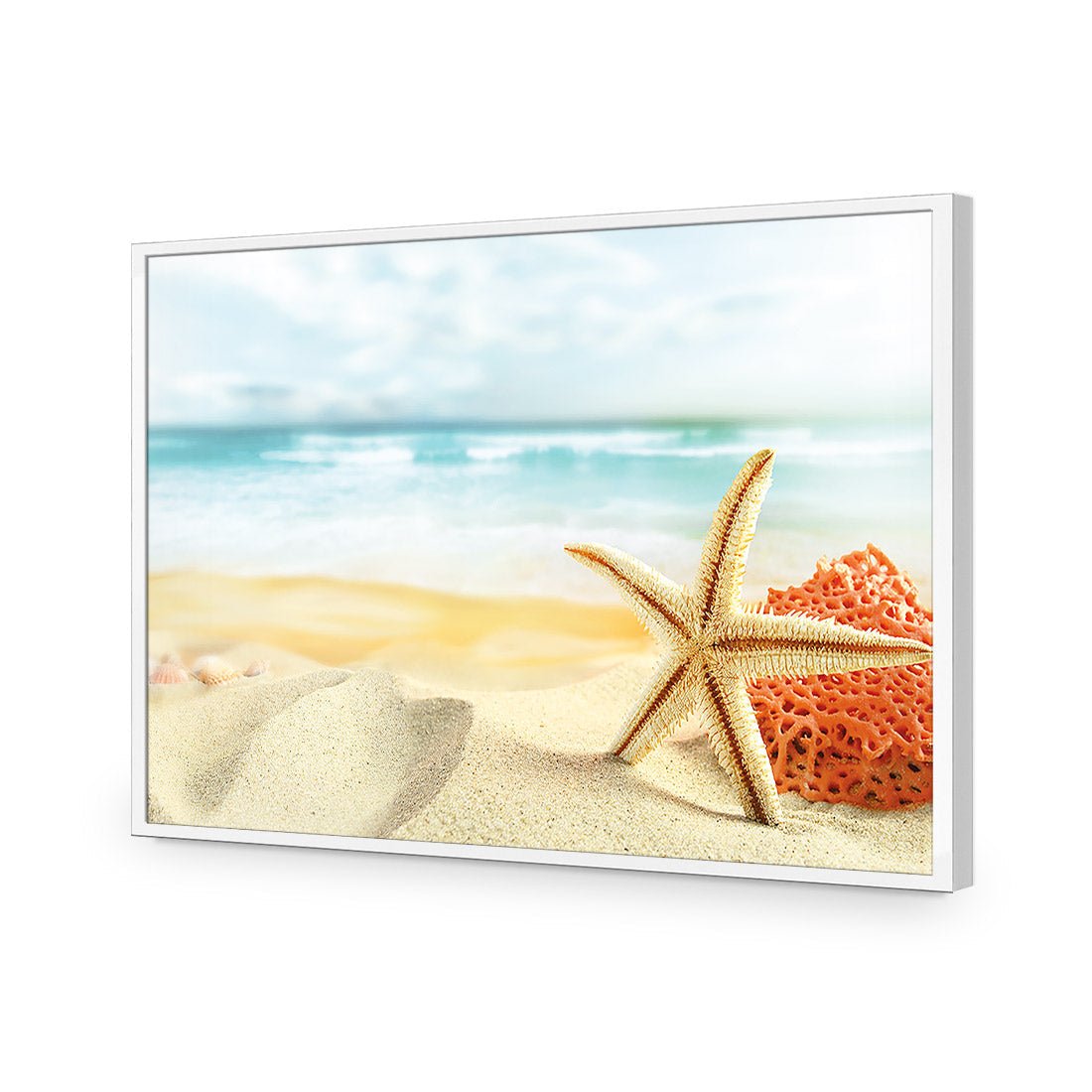 Starfish and Coral on Beach - Wall Art Designs - 1233_AR_H WAD_AP - 030 - EDG_45x30_S - 2538 - WHT