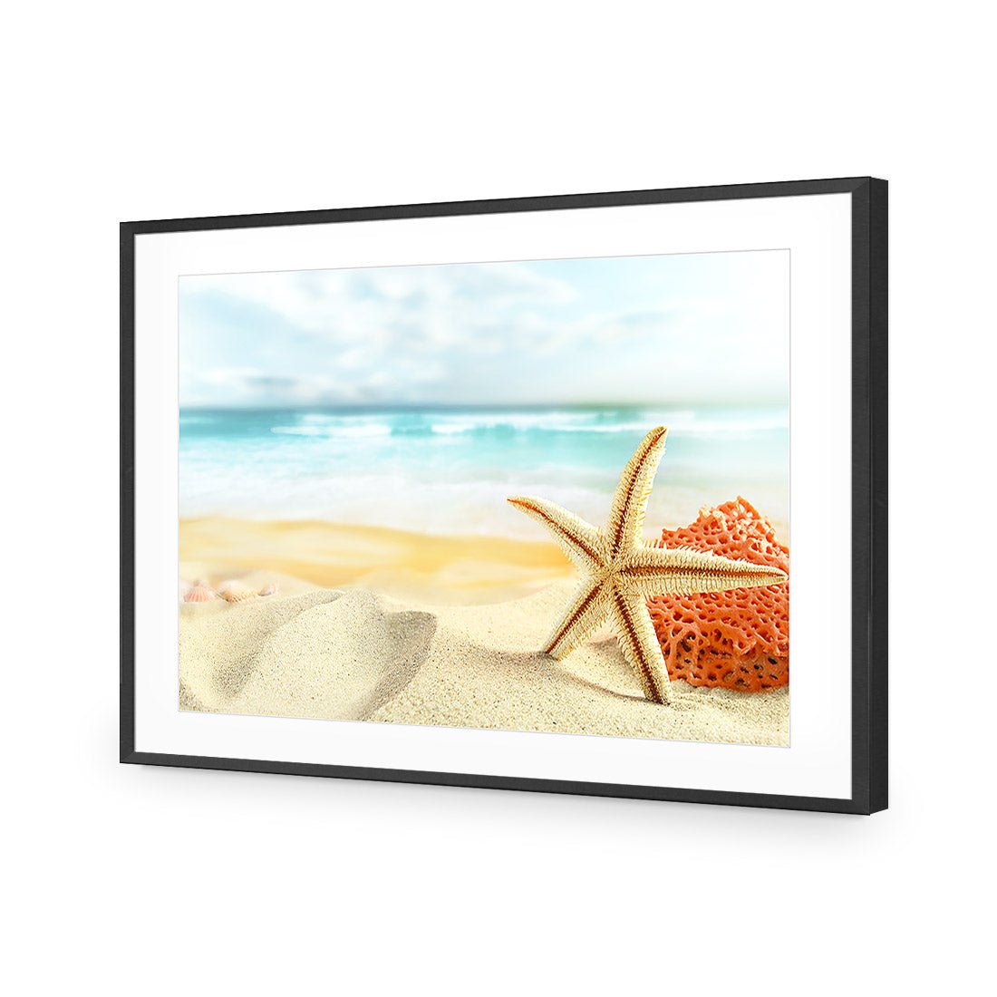 Starfish and Coral on Beach - Wall Art Designs - 1233_AR_H WAD_AP - 030 - MAT_45x30_S - 2538 - BLK