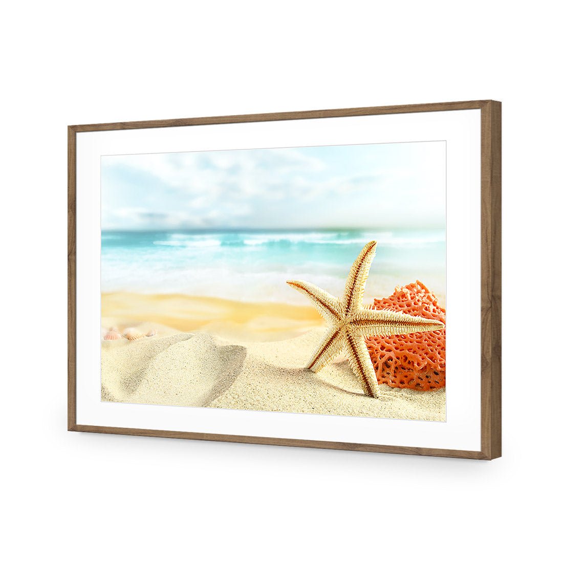 Starfish and Coral on Beach - Wall Art Designs - 1233_AR_H WAD_AP - 030 - MAT_45x30_S - 2538 - NAT