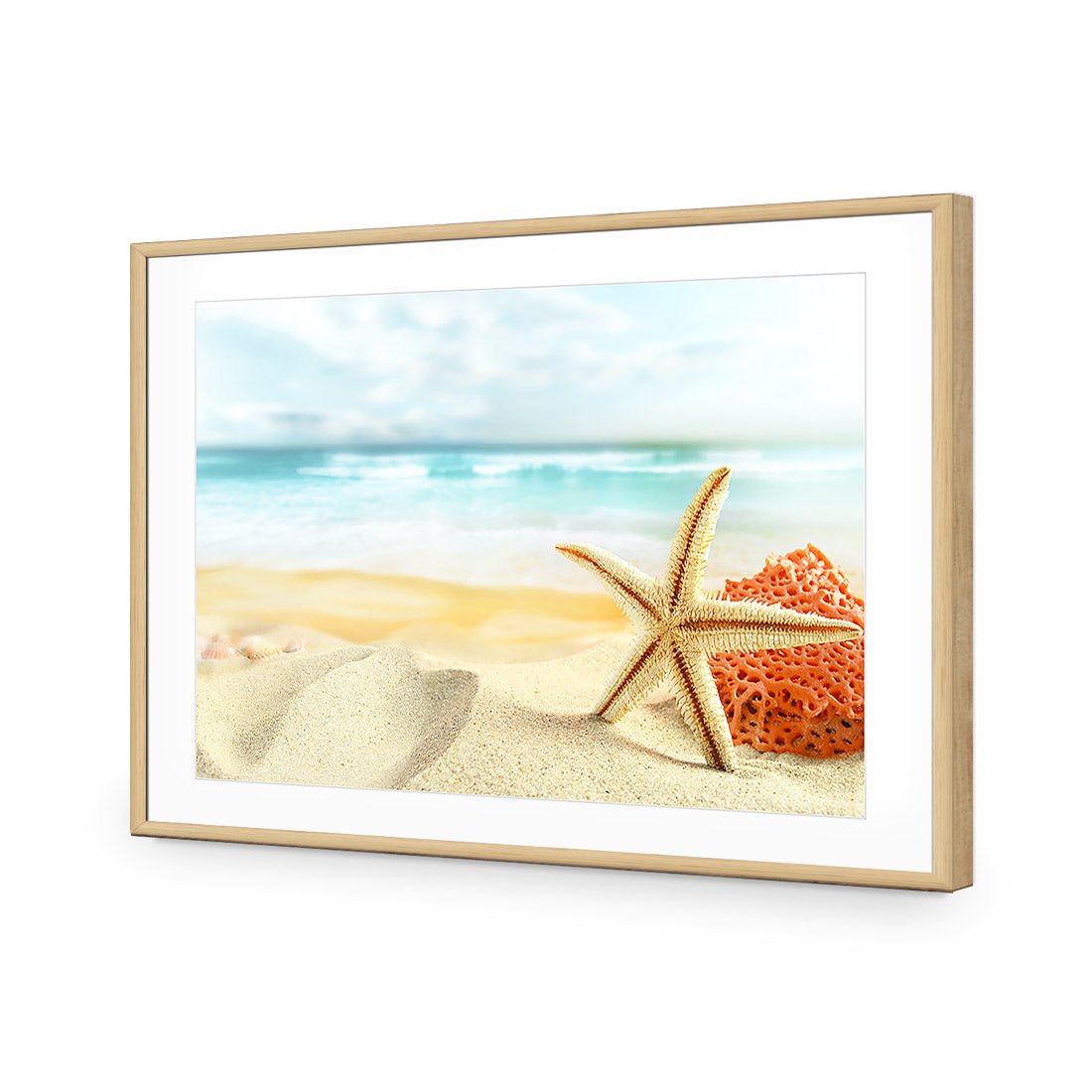 Starfish and Coral on Beach - Wall Art Designs - 1233_AR_H WAD_AP - 030 - MAT_45x30_S - 2538 - OAK