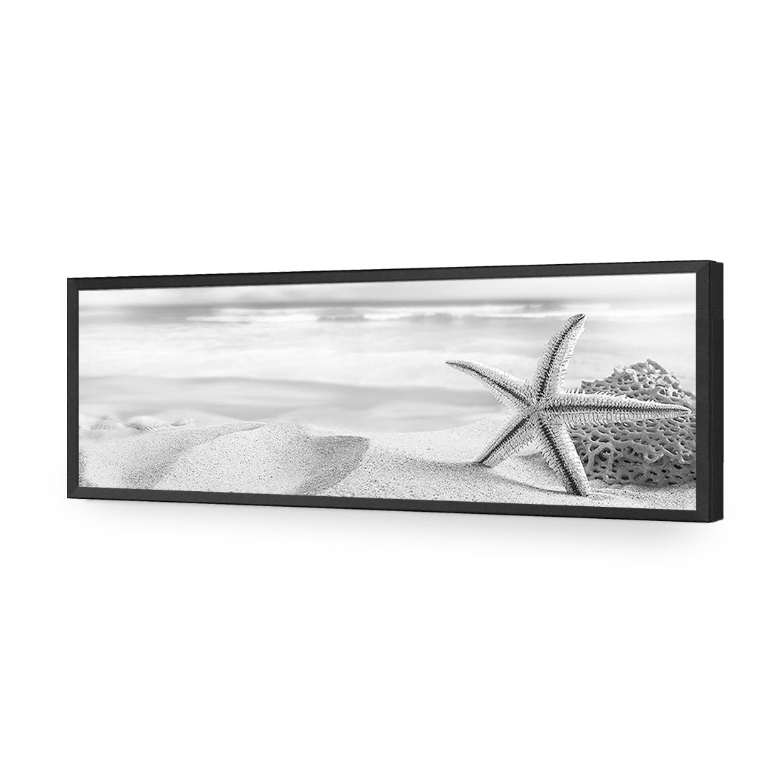 Starfish and Coral on Beach, Black and White (Long) - Wall Art Designs - 1233_BL_H WAD_AP - 030 - EDG_90x30_S - 2538 - BLK