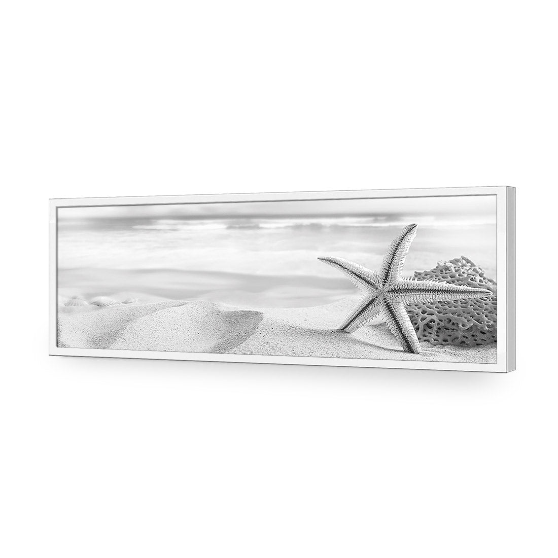 Starfish and Coral on Beach, Black and White (Long) - Wall Art Designs - 1233_BL_H WAD_AP - 030 - EDG_90x30_S - 2538 - WHT