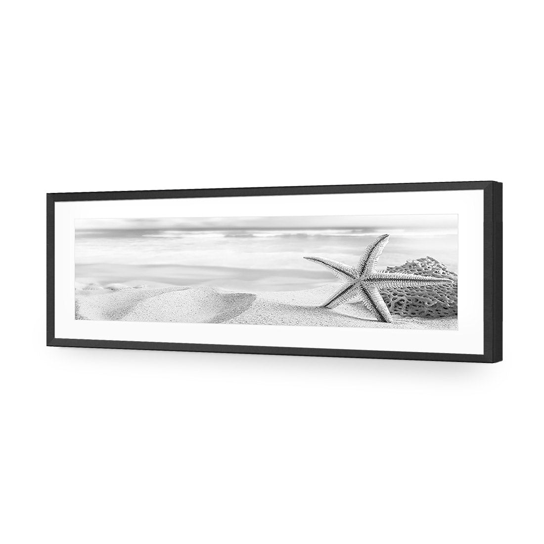 Starfish and Coral on Beach, Black and White (Long) - Wall Art Designs - 1233_BL_H WAD_AP - 030 - MAT_90x30_S - 2538 - BLK