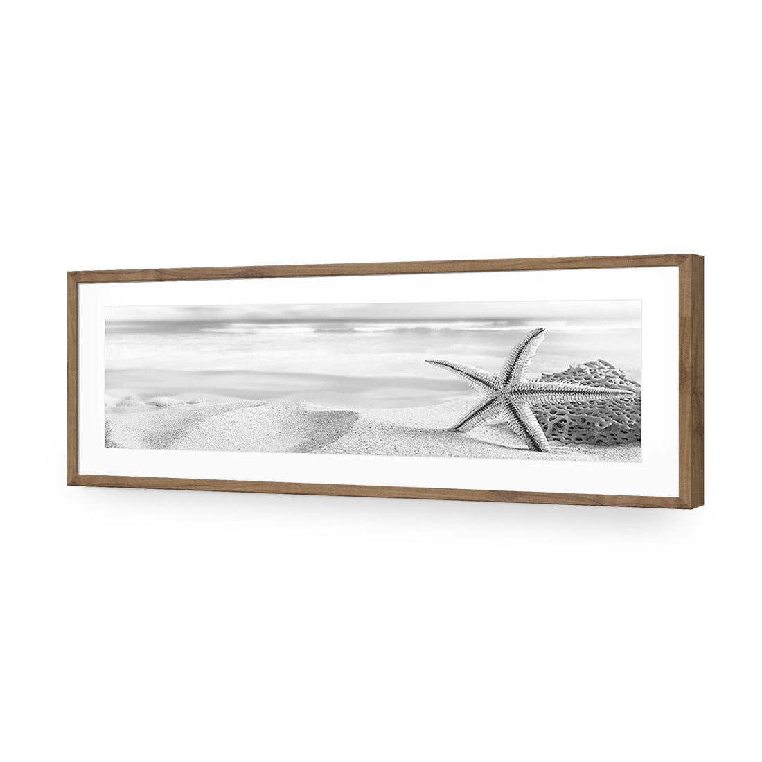 Starfish and Coral on Beach, Black and White (Long) - Wall Art Designs - 1233_BL_H WAD_AP - 030 - MAT_90x30_S - 2538 - NAT