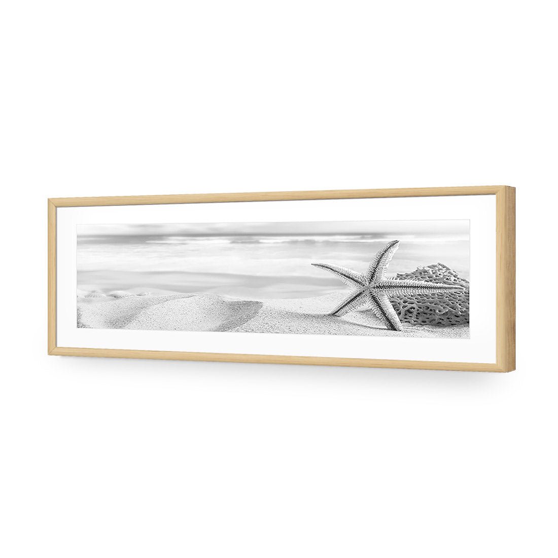 Starfish and Coral on Beach, Black and White (Long) - Wall Art Designs - 1233_BL_H WAD_AP - 030 - MAT_90x30_S - 2538 - OAK