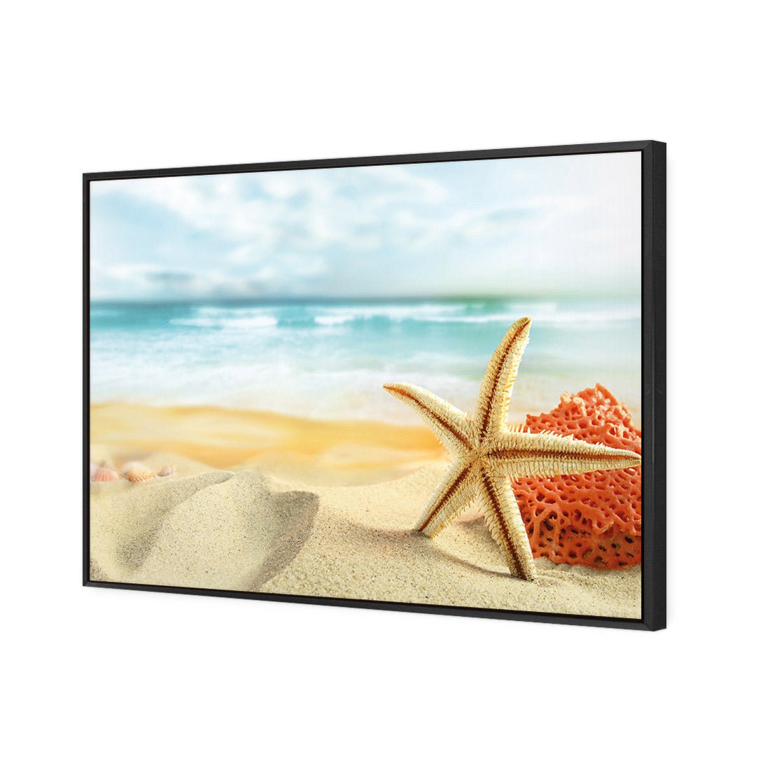 Starfish and Coral on Beach - Wall Art Designs - 1233_AR_H WAD_CP - MPY - 260 - M - S - S_45x30_S - 1550 - BLK