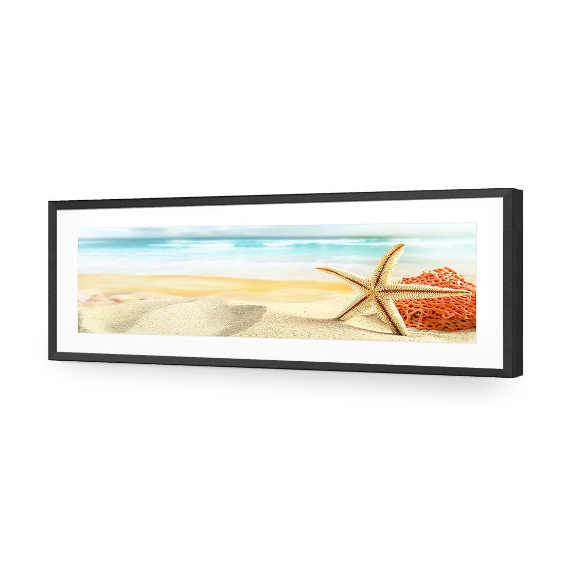 Starfish and Coral on Beach (Long) - Wall Art Designs - 1233_AL_H WAD_AP - 030 - MAT_90x30_S - 2538 - BLK