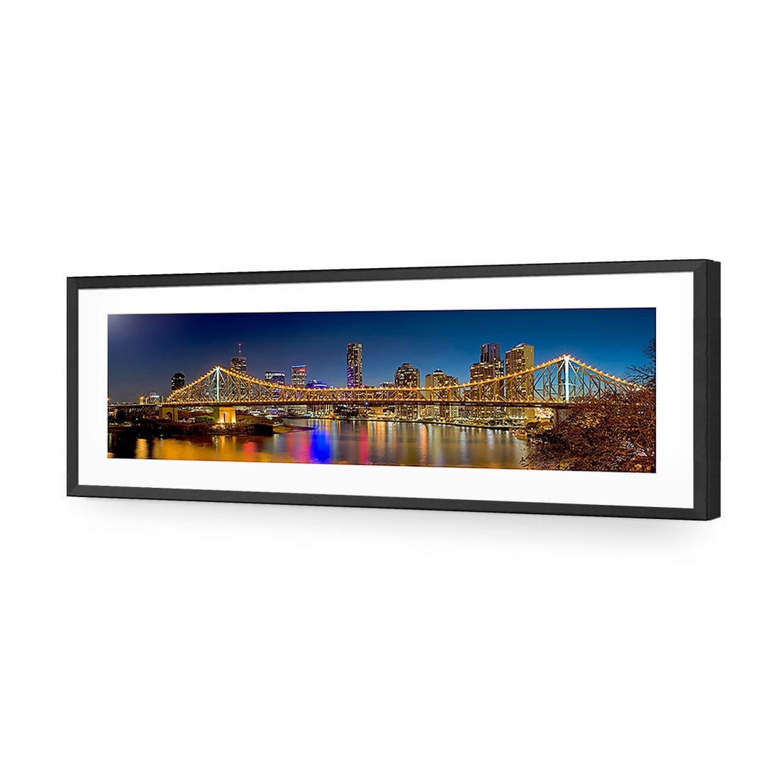 Story Bridge at Night (Long) - Wall Art Designs - 316_AL_H WAD_AP - 030 - MAT_90x30_S - 2538 - BLK