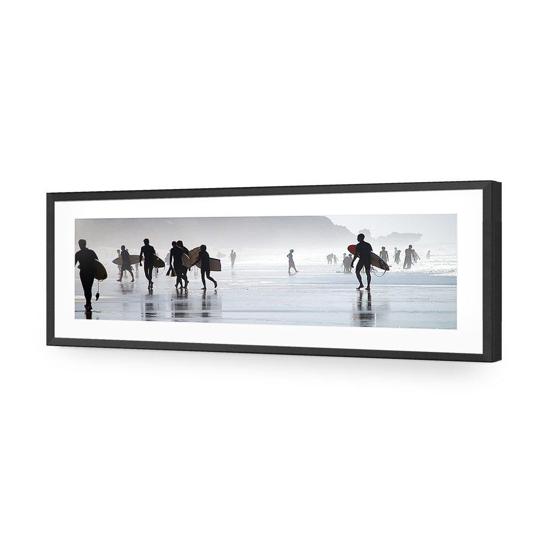 Surfers in the Mist (Long) | Classic Acrylic | Flat Frame With Border | Black