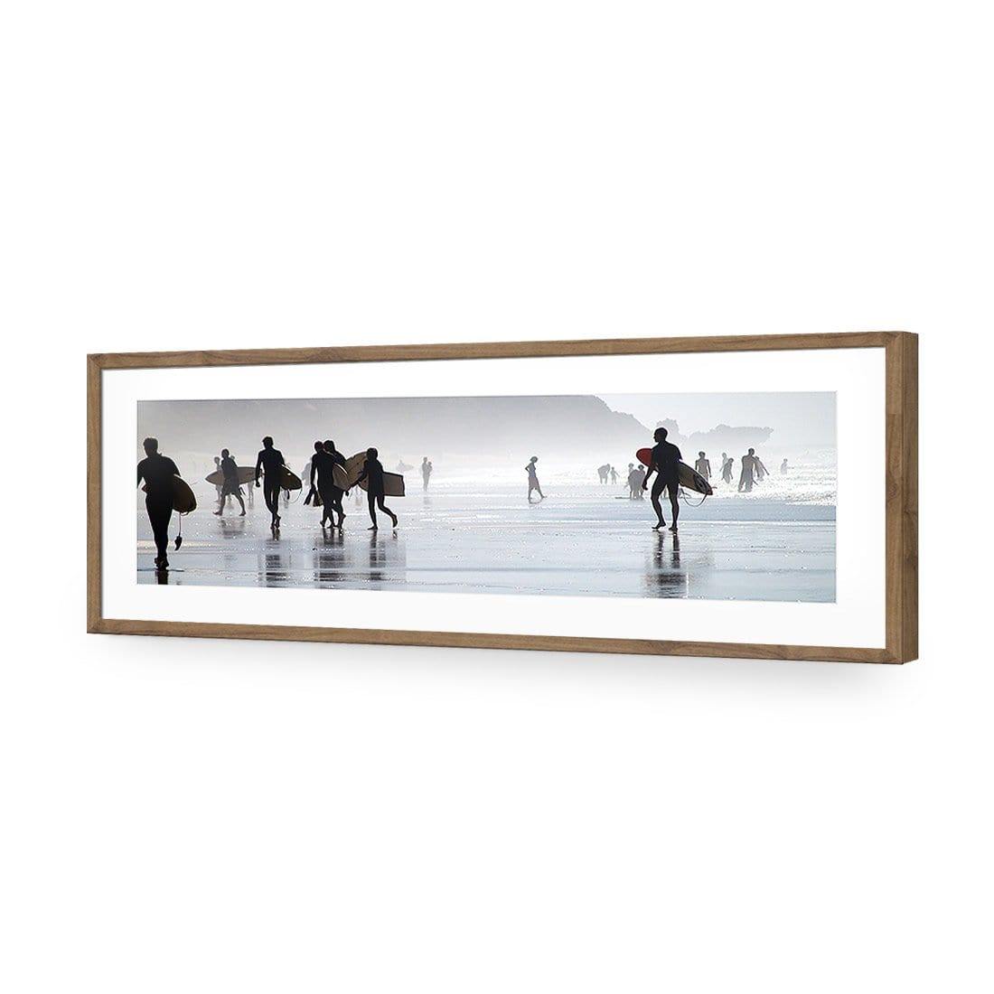 Surfers in the Mist (Long) | Classic Acrylic | Flat Frame With Border | Natural