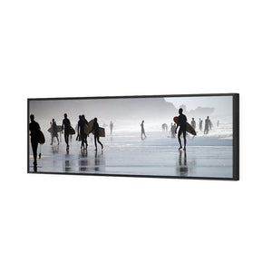 Surfers in the Mist (Long) | Classic Canvas | Floating Frame | Black