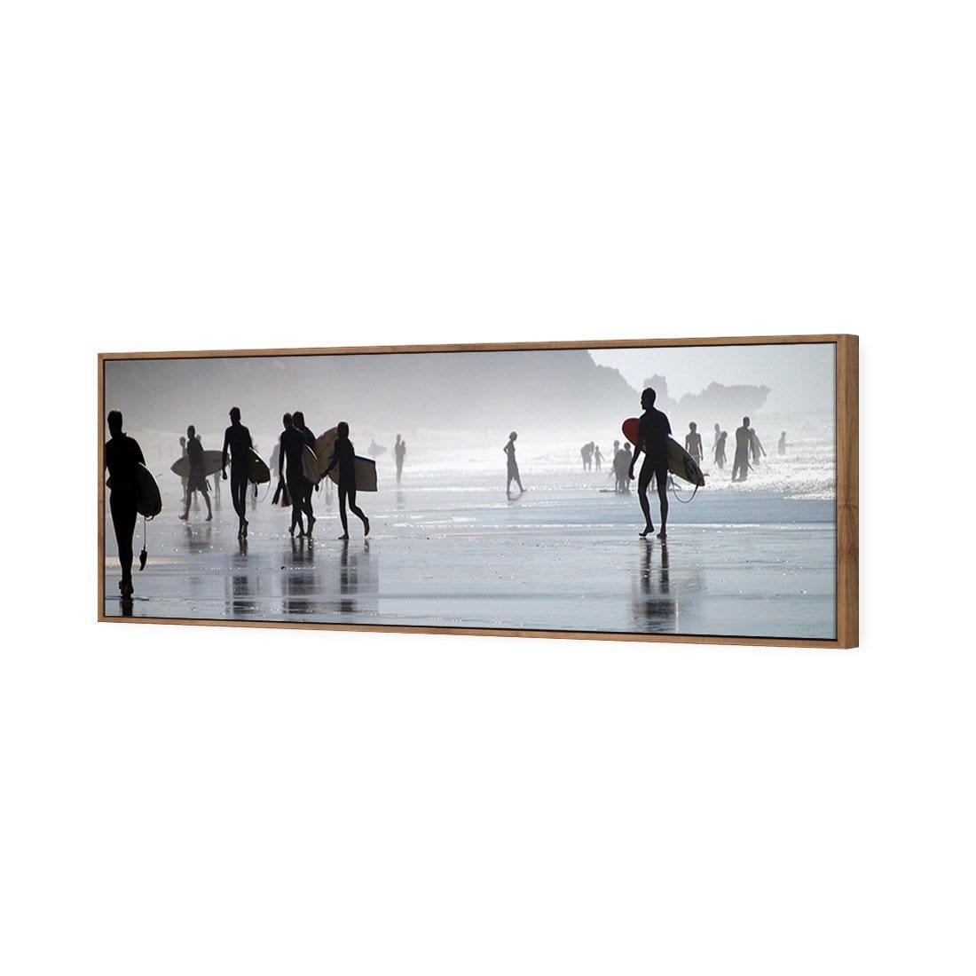 Surfers in the Mist (Long) | Classic Canvas | Floating Frame | Natural