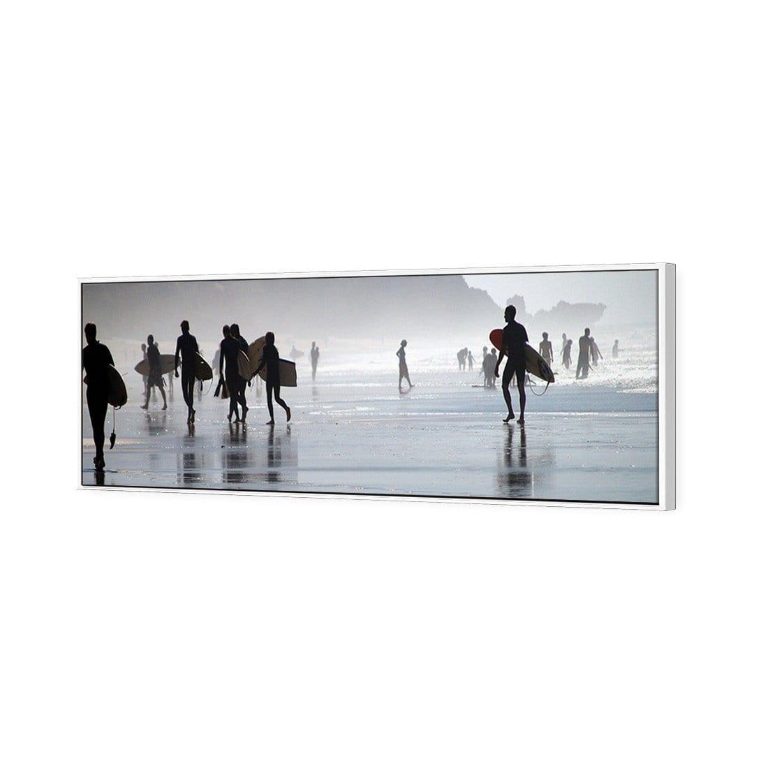 Surfers in the Mist (Long) | Classic Canvas | Floating Frame | White