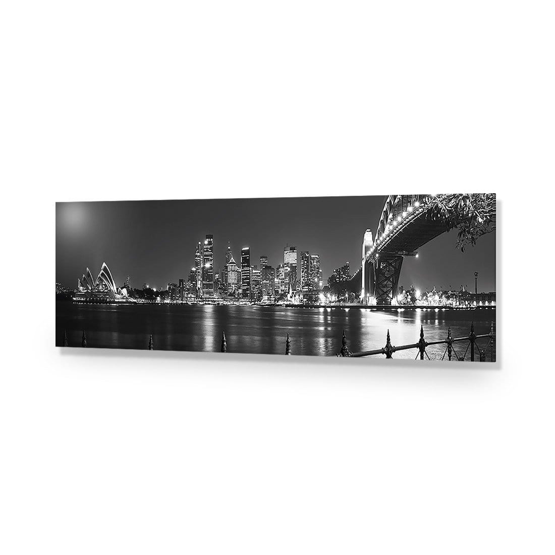 Sydney Harbour, Black and White - Bridge on Right - Wall Art Designs - 334_BL_H WAD_AP - 030 - EDG_90x30_NONE